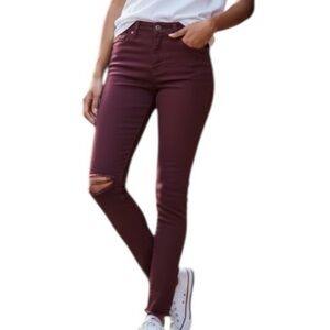 MOTHER The Looker Low Rise Skinny Jeans Burgundy Stretch Denim Size 28
HH